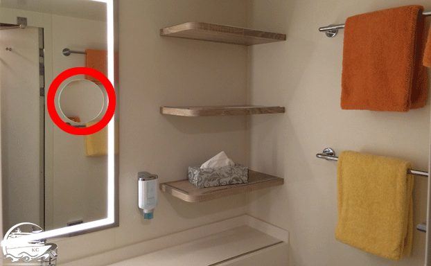 AIDAprima Innenkabine - Rasierspiegel im Bad AIDAprima Innenkabine - Rasierspiegel im Bad