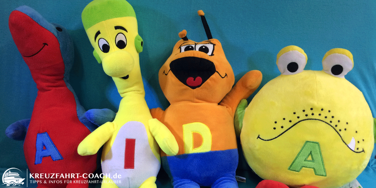 AIDA Maskottchen / AIDA Clubbies - Alwine, Itzi, Dodo und Achwasachwas