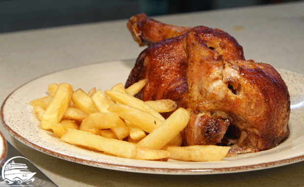 Halbes Hähnchen mit Pommes AIDAcosma Restaurants Erfahrungen - Brauhaus - Halbes Hähnchen mit Pommes