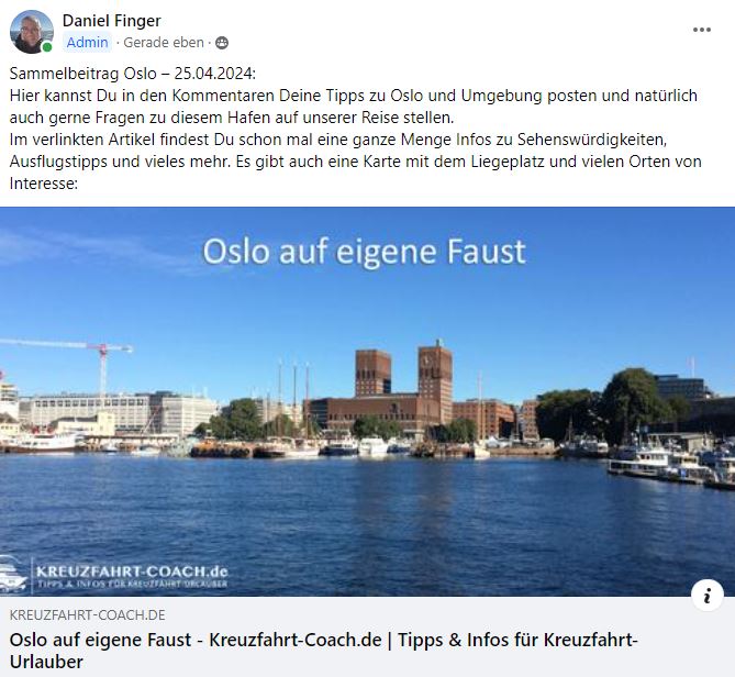 Muster Sammelbeitrag für Oslo Facebook Gruppe erstellen - Muster Sammelbeitrag für Oslo