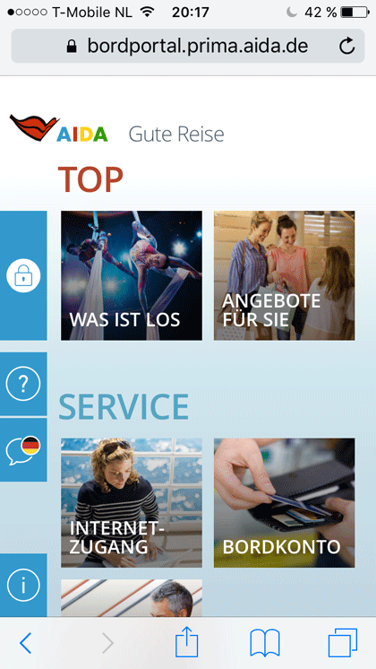 Das Bordinformationssystem 2 Screenshot myAIDA Bordportal auf dem Handy