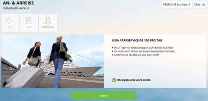 Neues Buchungssystem bei AIDA 6 AIDA - Neues Buchungssystem - Schritt 3 - Anreise