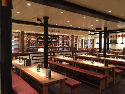 AIDAprima Restaurants – Teil 2 - Restaurants mit Service 1 Blick ins Brauhaus auf AIDAprima