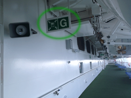 Musterstation 2 Schild am Sammelpunkt auf der Musterstation