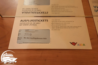 Umschlag mit Ausflugstickets Umschlag mit Ausflugstickets
